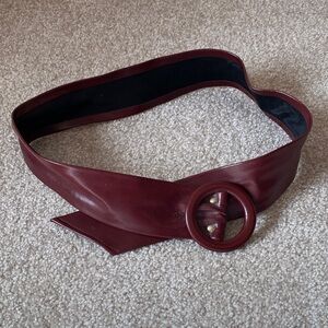Elegant Burgundy Belt with Round Buckle